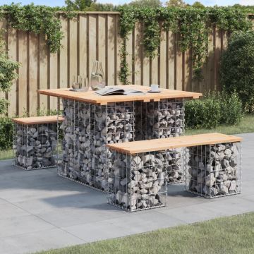 Tavolo da giardino in gabbione design 100x102x72 cm