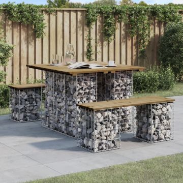 Tavolo da giardino gabbione design 100x102x72 cm