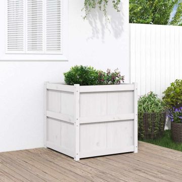 Fioriera da Giardino Bianca 70x70x70 cm Legno Massello di Pino
