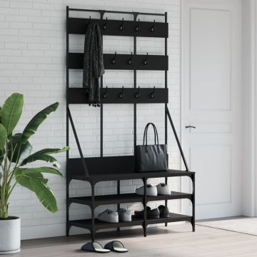 Appendiabiti con Porta Scarpe Nero 100x40x184 cm