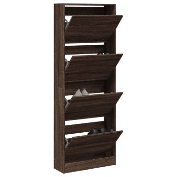 Scarpiera Rovere Marrone 60x21x163,5 cm in Legno Multistrato