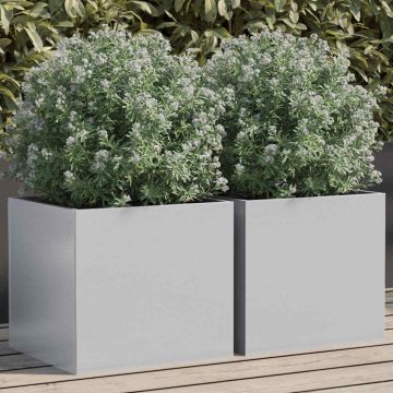 Fioriere 2pz Argento 32x30x29 cm in Acciaio Zincato