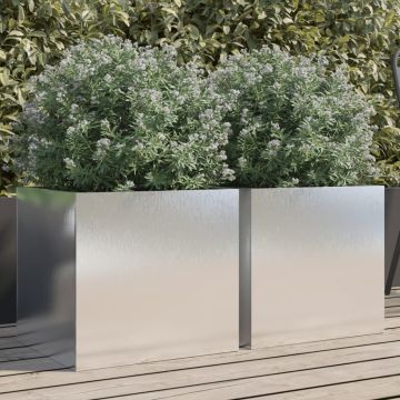 Fioriere 2 pz Argento 42x40x39 cm in Acciaio Inox