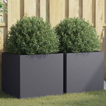 Fioriere 2 pz Antracite 49x47x46 cm Acciaio