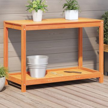 Tavolo Invasatura Ripiano Marrone Cera 108x50x75 Massello Pino