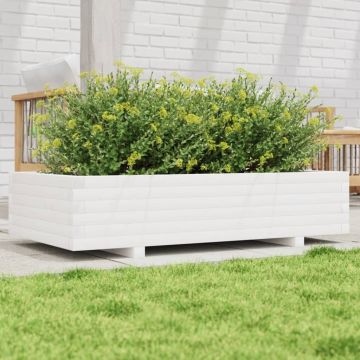 Fioriera da Giardino Bianca 110x60x26, 5cm Massello di Pino