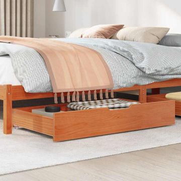 Cassettoni per Letto 2pz Marrone Cera 95x55x17 cm Legno di Pino