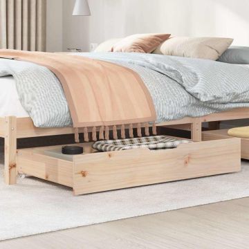 Cassettoni Letto con Ruote 2 pz 90x55x17 cm Legno Massello Pino