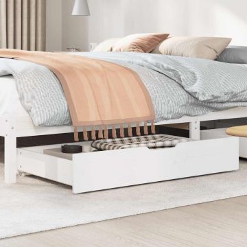 Cassettoni da Letto 2 pz Bianchi 90x55x17cm Legno Massello Pino
