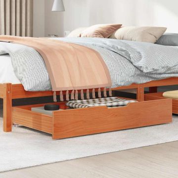 Cassettoni per Letto 2pz Marrone Cera 90x55x17 cm Legno di Pino