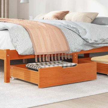 Cassettoni per Letto 2pz Marrone Cera 75x55x17 cm Legno di Pino