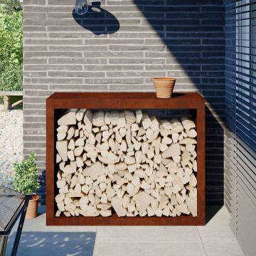 Rack per Legna da Ardere 100x40x80 cm in Acciaio Corten