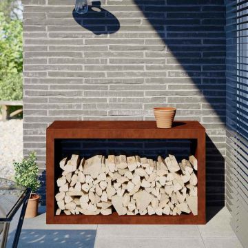 Rack per Legna da Ardere 100x40x60 cm in Acciaio Corten
