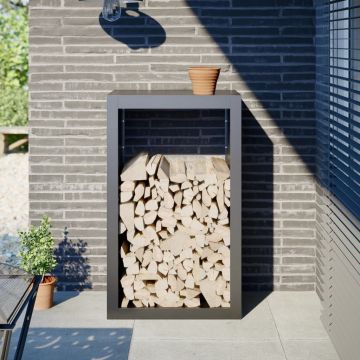 Rastrelliera per Legna da Ardere Antracite 60x40x100 cm Acciaio