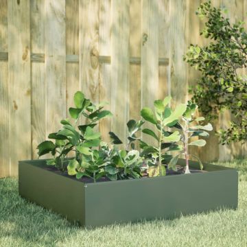 Fioriera Rialzata Giardino Verde Oliva 100x100x41 cm Acciaio
