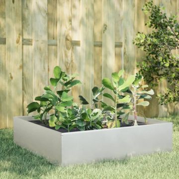 Fioriera Rialzata da Giardino 100x100x41 cm in Acciaio Inox