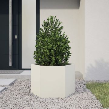 Fioriera da Giardino Bianca Esagono 69x60x45 cm in Acciaio