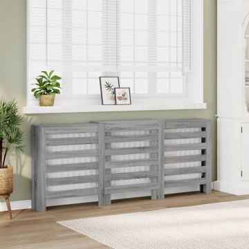 Copertura per radiatori Sonoma grigio 205 x 21,5 x 83,5 cm