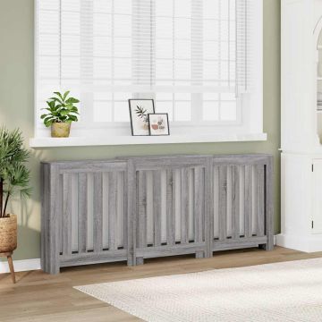 Copertura per radiatori Sonoma grigio 205 x 21,5 x 83,5 cm