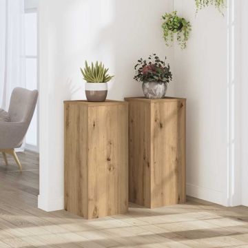 Supporti per Piante 2 pz Rovere 30x30x70 cm in Multistrato