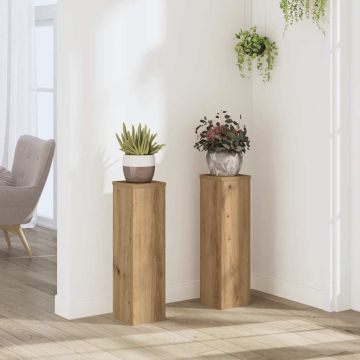 Supporti per Piante 2 pz Rovere 17x17x60 cm in Multistrato
