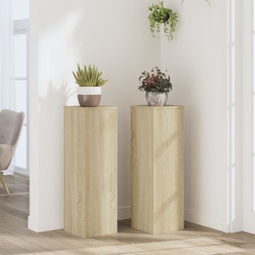 Supporto per piante 2 pz Rovere Sonoma 25 x 25 x 80 cm