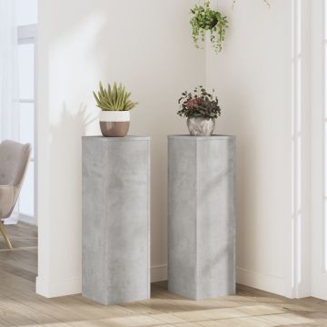 Supporti per Piante 2 pz Grigio 25x25x80 cm Legno Multistrato