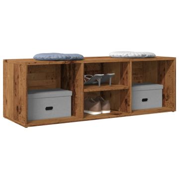 Panchina con Scarpiera Legno Antico 102x35x35 cm in Truciolato