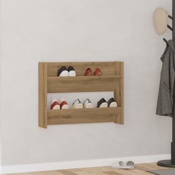 Scarpiera a Muro Rovere Artigianale 80x18x60 cm in Truciolato