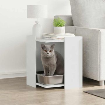 Recinto per Lettiera per Gatti Bianco 80x50x45 cm in Truciolato