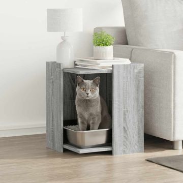 Recinto Lettiera Gatti Grigio Sonoma 60x40x40 cm in Truciolato