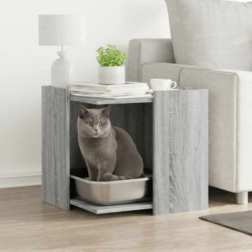 Recinto Lettiera Gatti Grigio Sonoma 53x53x51 cm in Truciolato