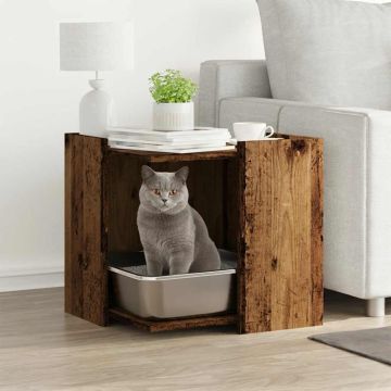 Recinto Lettiera Gatti Legno Vecchio 53x53x51 cm in Truciolato