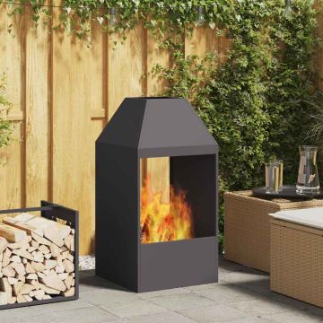 Braciere Nero 50 x 50 x 100 cm Acciaio Corten