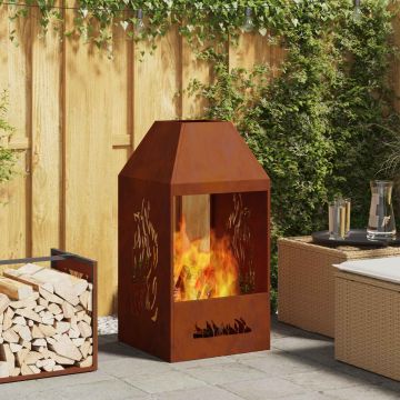 Braciere Ruggine 50 x 50 x 100 cm Acciaio Corten