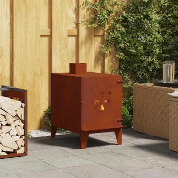 Stufa da Campeggio 35x50x60 cm in Acciaio Corten