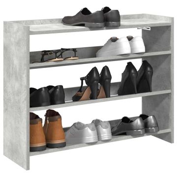 Scarpiera Grigio Cemento 80x25x62 cm in Legno Multistrato