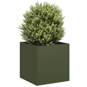 Fioriera Verde Oliva 40x40x40 cm in Acciaio Laminato a Freddo