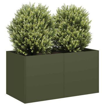 Fioriera Verde Oliva 80x40x40 cm in Acciaio Laminato a Freddo