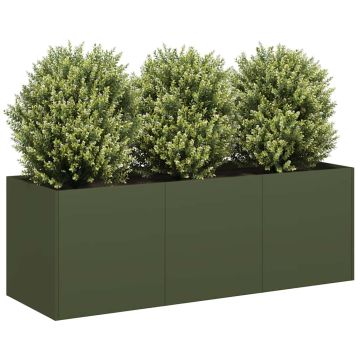 Fioriera Verde Oliva 120x40x40 cm in Acciaio Laminato a Freddo
