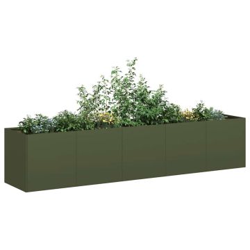 Fioriera Verde Oliva 200x40x40 cm in Acciaio Laminato a Freddo