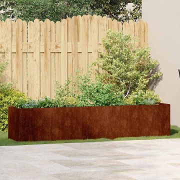 Fioriera Arrugginita 200x40x40 cm in Acciaio Corten