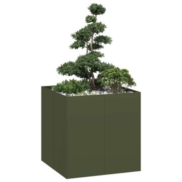 Fioriera Verde Oliva 80x80x80 cm in Acciaio