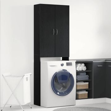 Mobile per Lavatrice Rovere Nero 64x25,5x190 cm