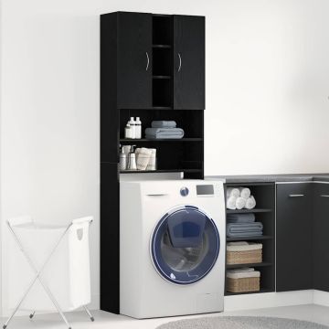 Mobile per Lavatrice Rovere Nero 64x25,5x190 cm