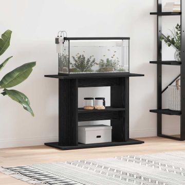 Supporto Acquario 80x35x60 cm Legno Multistrato Rovere Nero