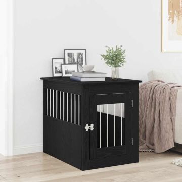 Mobile per cuccia per cani Rovere Nero 55x75x65 cm in legno ingegnerizzato