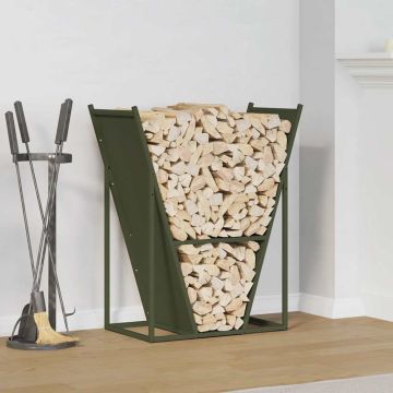 Rastrelliera per Legna da Ardere Verde Oliva 69,5x35x81 cm
