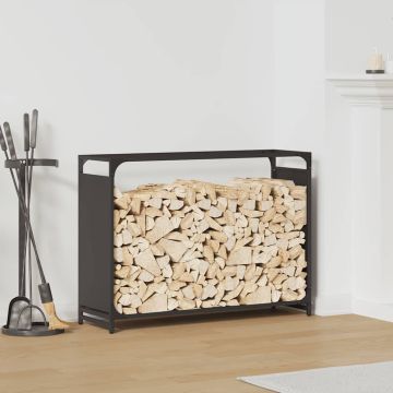 Rastrelliera per Legna da Ardere Nera 90x28x65 cm