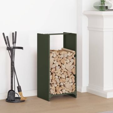 Rastrelliera per Legna da Ardere Verde Oliva 40x30x80 cm